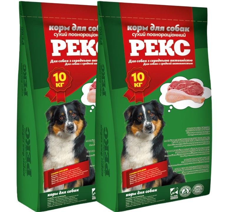 Корм для собак Рекс для собак средней активности 1 + 1 (20 кг) Винница - изображение 1