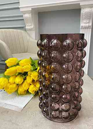 Ваза скляна 16*16*28 см "Інка" рожеве товсте скло Київ