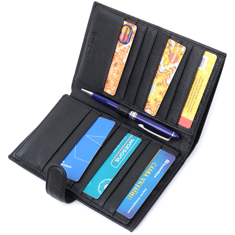 Универсальный мужской бумажник для денег и документов из натуральной кожи Черный (ST Leather) Киев - изображение 1