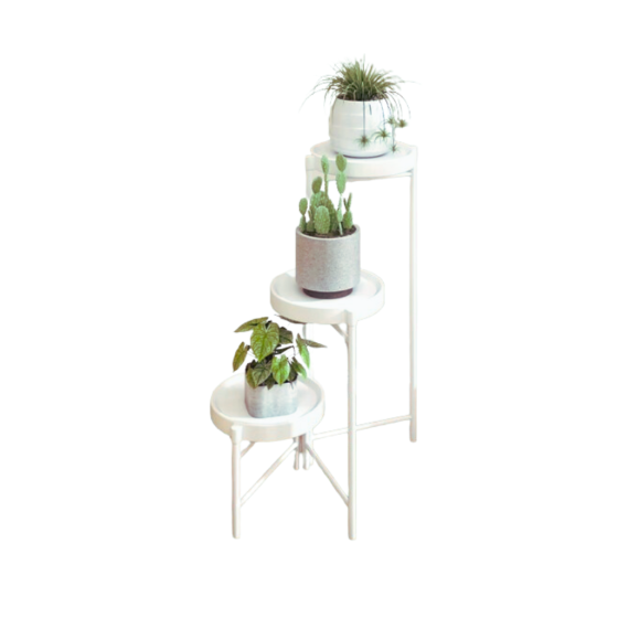 Стелаж з полицями для горщиків з квітами та рослинами металевий на 3 яруси колір білий Кам'янець-Подільський