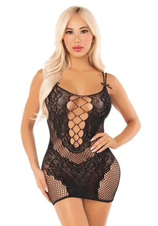 Сукня Leg Avenue Lace and Net Mini Dress with Dual Strap One Size, Black Львів