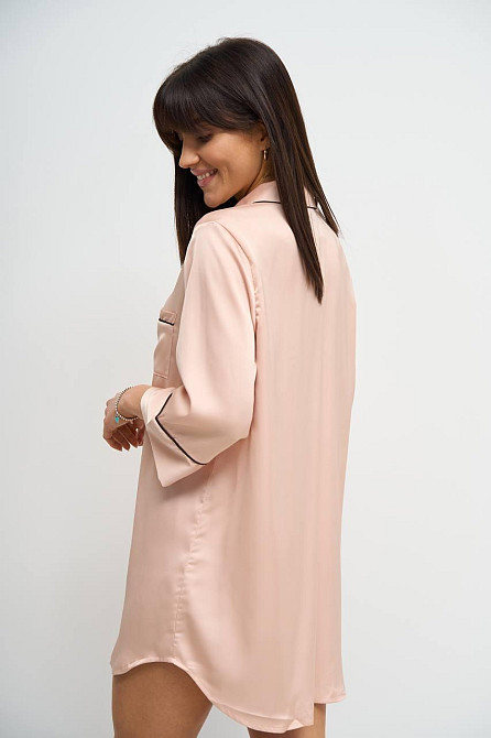 Женская ночная рубашка удлиненная шелковая Кремовый S Харьков - изображение 9