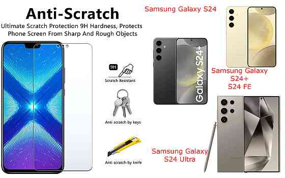 Захисне скло NeoGlass для Samsung Galaxy S24, S24+, S24 FE, S24 Ultra – надпрозоре та стійке Київ