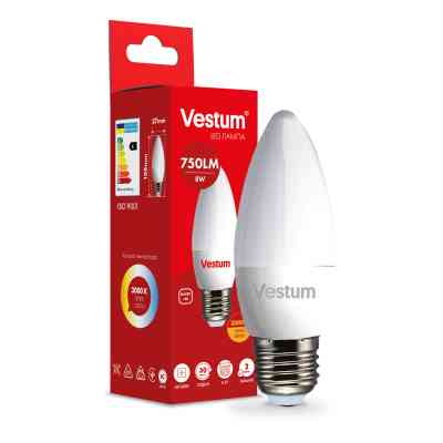 Лампочка Vestum LED C37 8W 3000K 220V E27 (1-VS-1310) Вінниця