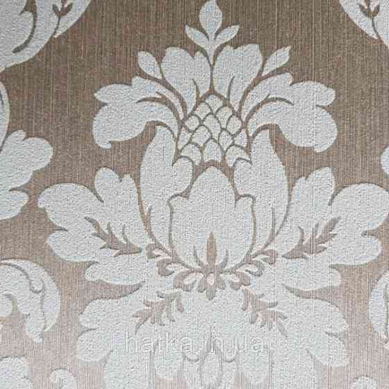 Текстильні шпалери на флізеліновій основі Da capo RaschTextil вензелі завитки бірюзові смарагдові на Київ