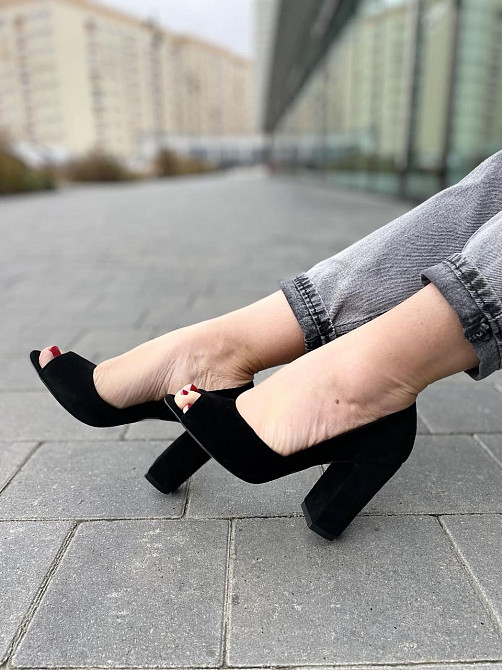 Туфлі жіночі SEE SEVEN чорні натуральна замша каблук 10 см (288/9534) Коломыя - изображение 7