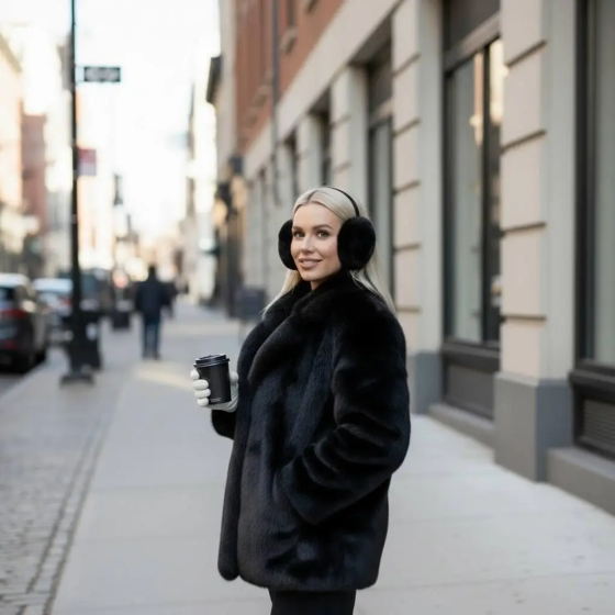 Жіночі хутряні навушники Rex Чорний Харків