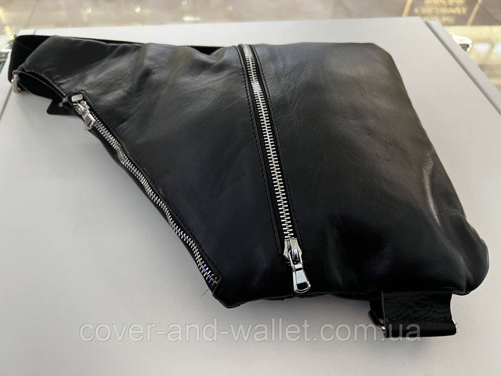 Стильная мужская сумка кобура через плечо из гладкой кожи PS в черном цвете PS Leather Киев - изображение 15