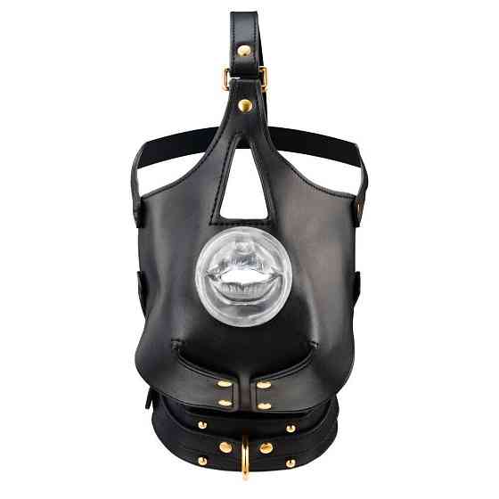 Маска-збруя для орального сексу з повідцем LOCKINK SEVANDA Blowjob Head Muzzle with Leash Sex Aura Київ