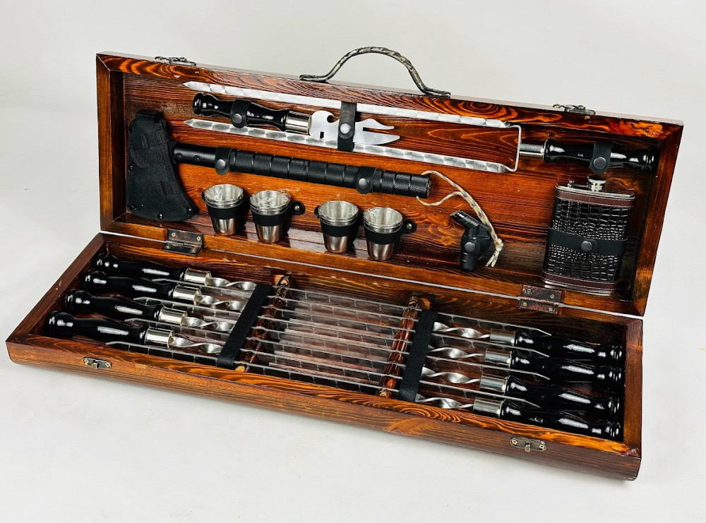 Подарунковий набір шампурів у дерев'яному кейсі BLACK LUX HAPPY DAYS Тернопіль - фото 3