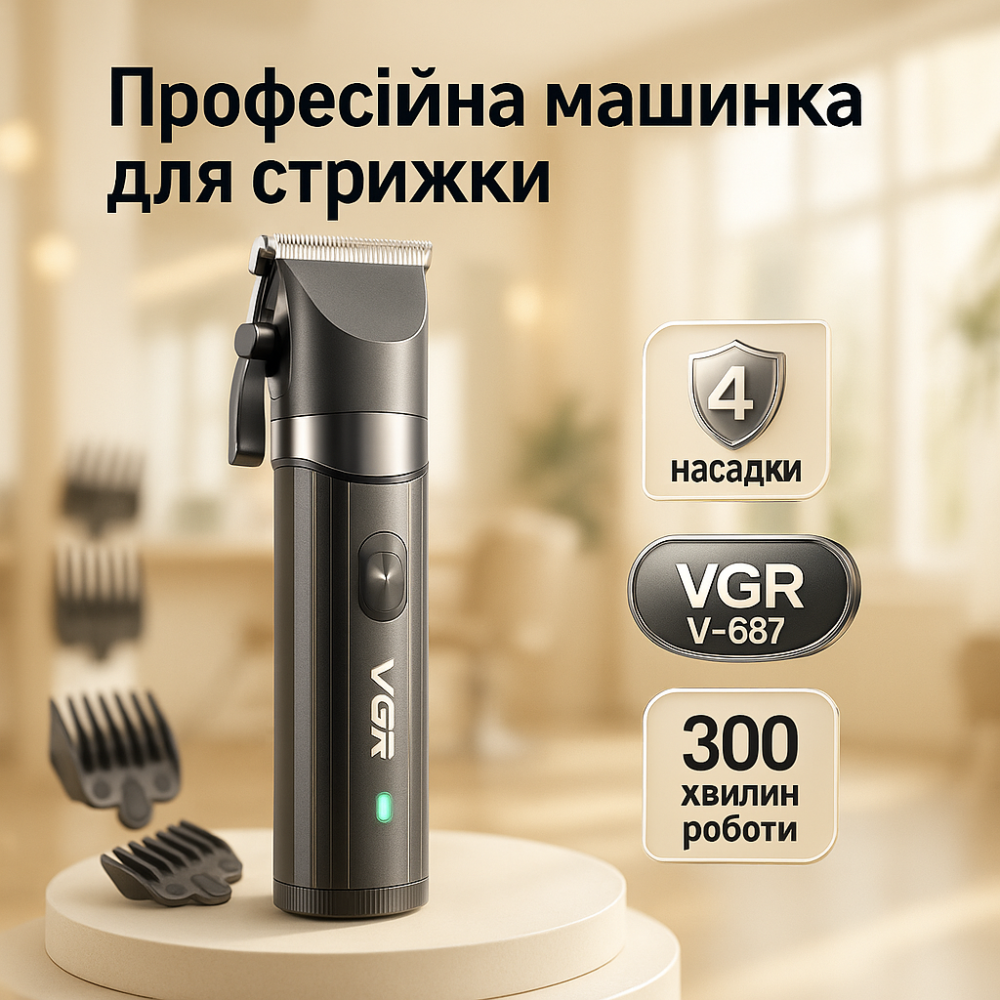 Тример для скронь VGR V-687, Професійна машинка для стрижки голови Профі машинка стрижки волосся SI-95 Львів - фото 11