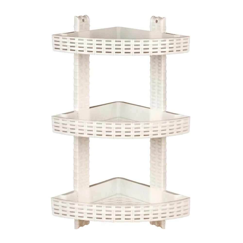 Полиця у ванну кутова "Ротанг" 3 яруси біла 55х21 см R-Plastic Одеса - фото 1