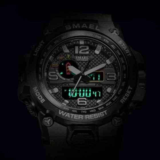 Водостійкий тактичний кварцовий годинник Smael Tank black Вінниця