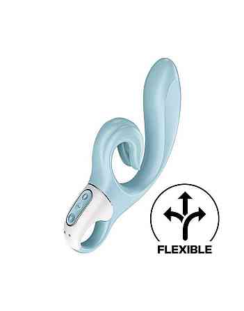 Вибратор-кролик Satisfyer Love Me Blue, гибкий, отросток с тройным кончиком Sex Aura Киев
