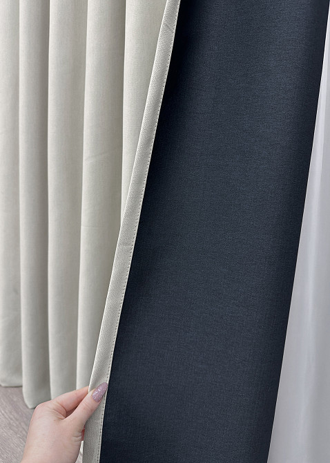 Комплект штор VR-Textil Блекаут двосторонній Scandi № 1903ш Димчасто-білий 100х270 см 2 шт (31-994) Київ - фото 6