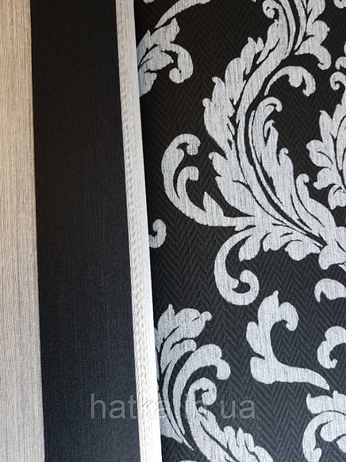 Текстильні шпалери на флізеліновій основі Cador Rasch Textil 086699 чорна основа зигзаги вензелі сірі Київ - фото 3