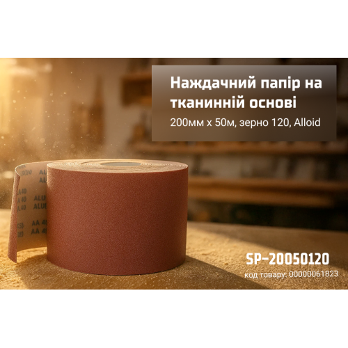 Наждачний папір на тканинній основі, 200мм х 50м, зерно 120, Alloid Одеса