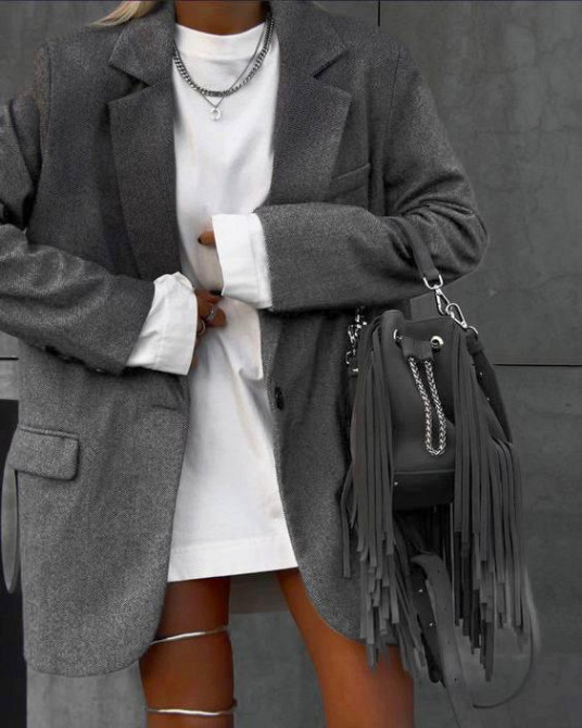 Женский трендовый кашемировый оверсайз пиджак на подкладке. Одесса - изображение 2