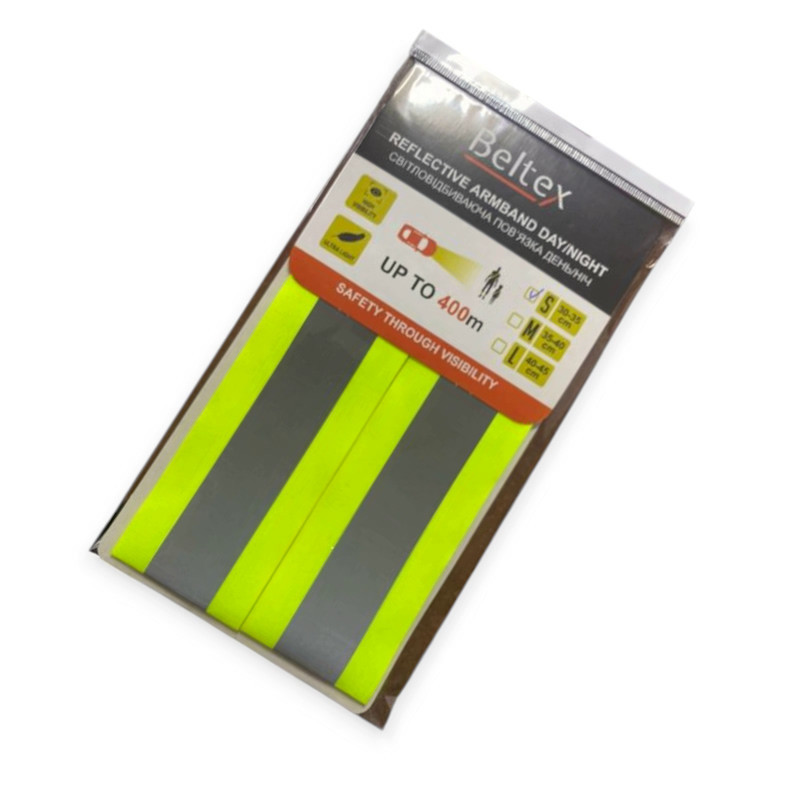 Світловідбивна пов'язка xs 250 х 300мм дитяча, жовта день/ніч 2шт, на липучці Мукачево - фото 1