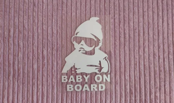 Наклейка на авто Baby on board Белая светоотражающая. Київ