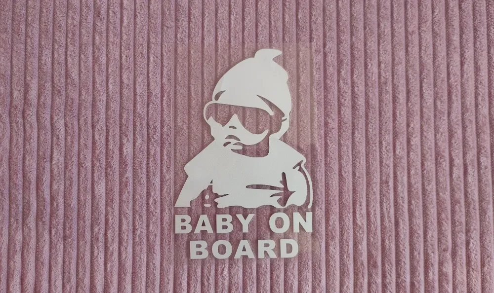 Наклейка на авто Baby on board Белая светоотражающая. Київ - фото 1