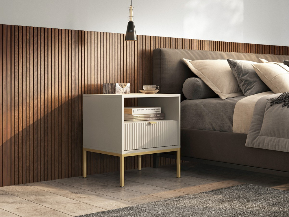 Тумба приліжкова Perfect Home Нова / Nova з 1 шухлядою і золотими ніжками S54 Кашемір (PFH-091255) Дніпро - фото 1