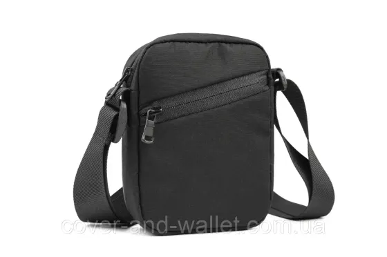 Маленька чоловіча сумка через плече чорного кольору з тканини Оксфорд 600 VIntage Київ