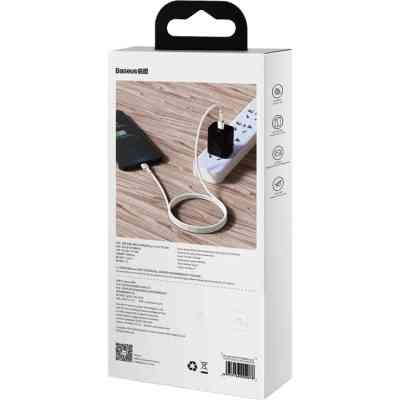 Дата кабель USB-C to Lightning 2.0m Cafule Metal PD 20W white Baseus (CATLJK-B02) Винница