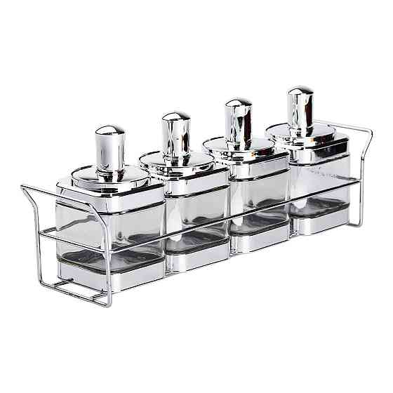 Набір банок для сипучих продуктів 4 штуки 350 мл скляні на підставці HP-1340 Коломия