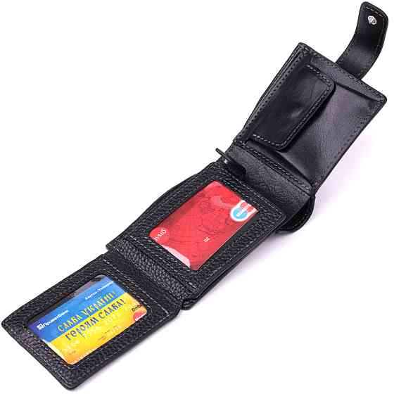 Стильное портмоне из люксовой зернистой кожи флотар GRANDE PELLE 22875 Черный Киев