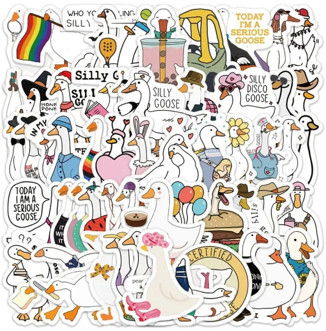 Набір наклейок (стикерів) Смішний Гусь (60 шт.), стикерпак Гусь Київ - фото 1