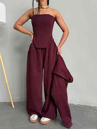 Жіночий стильний трендовий костюм-трійка петля Бордо, 42/44 Одеса