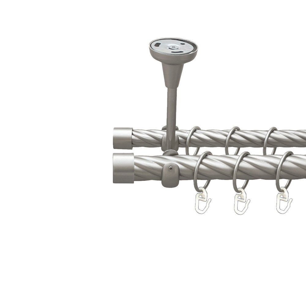 Карниз Orvit Заглушка металевий дворядний відкритий до стелі скручена труба кільце металеве Сатин 25\19 мм 240 Львов - изображение 1