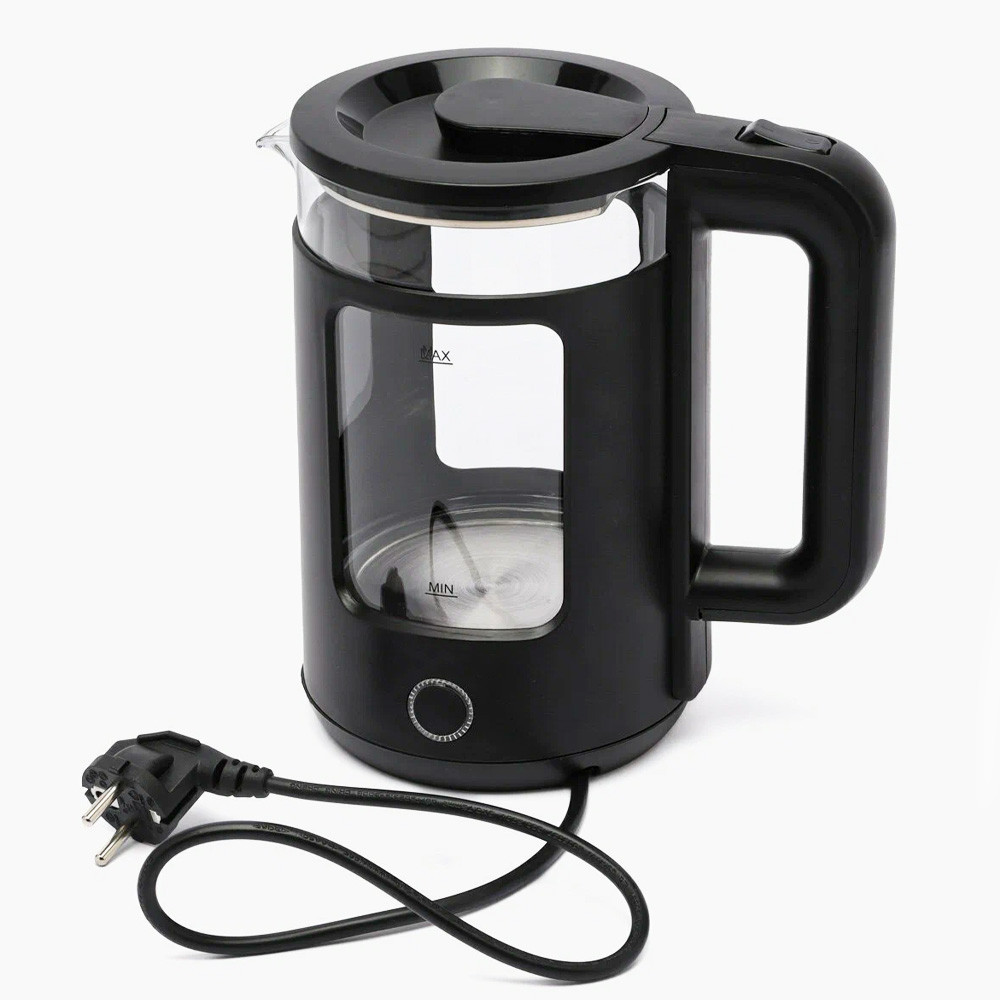 Електричний чайник 2л, 2200Вт + база, СВ 9212, Чорний / Електрочайник прозорий / Дисковий електрочайник Київ - фото 8