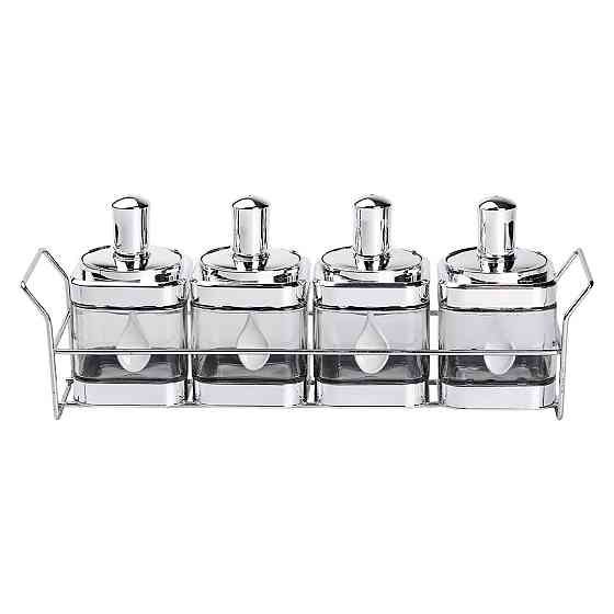 Yiwu Набір банок для сипучих продуктів 4 штуки 350 мл скляні на підставці HP-1340 Коломыя