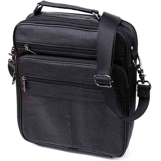 Сумка чоловіча з ручкою для перенесення в руці з натуральної шкіри Чорний (Vintage) Київ