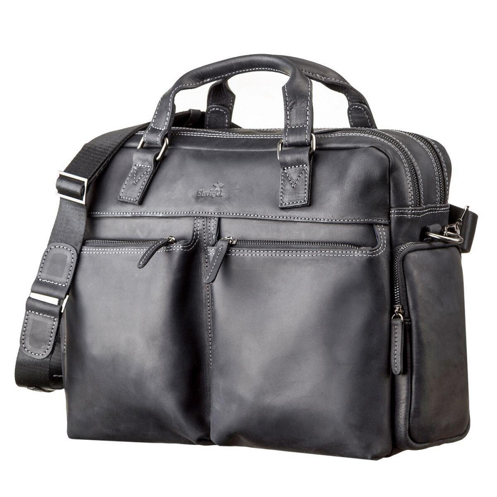 Сумка чоловіча SHVIGEL 11117 шкіряна Чорна Київ - фото 7