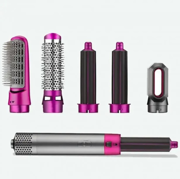 Стайлер для завивання та укладання волосся 5 в 1 Hot Air Styler 7661, сіро-рожевий Вінниця - фото 1
