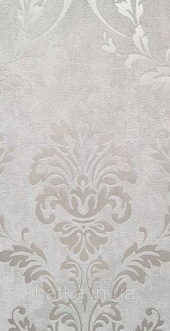 Шпалери вінілові на флізеліні Grandeco Universe 5 вензелю завитки сріблясті на сірому Київ - фото 2
