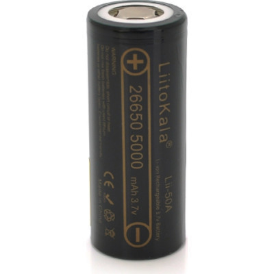 Акумулятор 26650 Li-Ion 5000mAh (5100-5500mAh) 25A, 3.7V (2.5-4.2V), Black, 2шт в уп., ціна за 1шт Liitokala (Lii-50A / 23383) Вінниця - фото 1