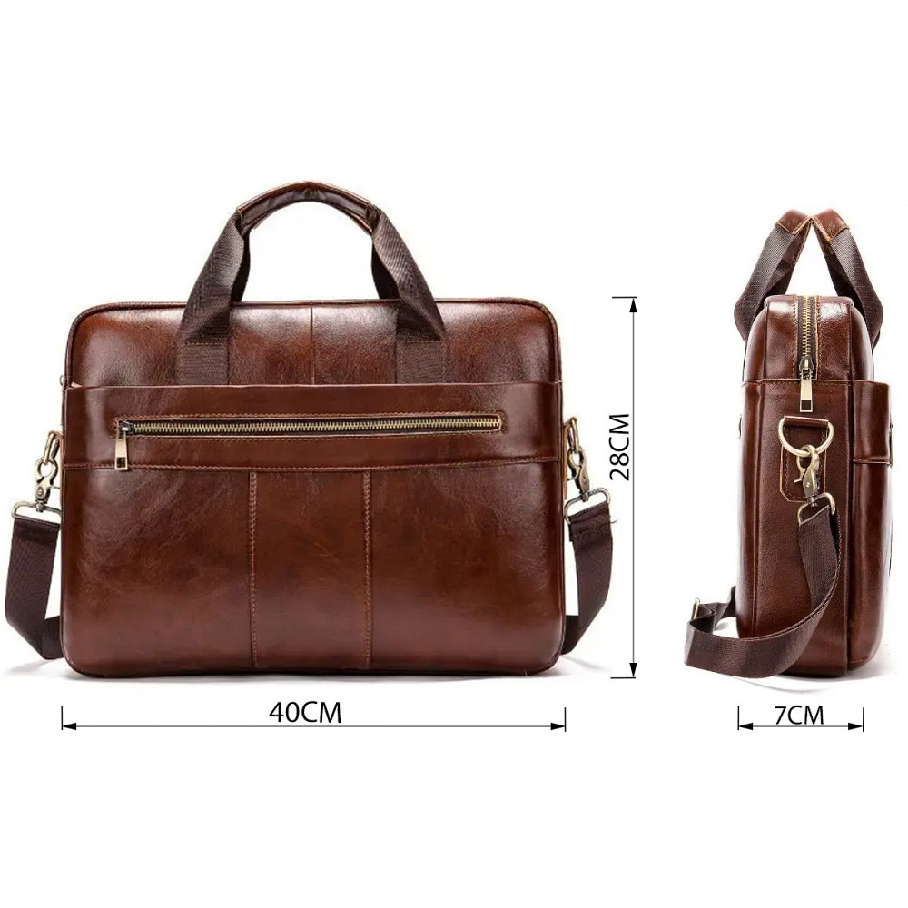 Ділова чоловіча сумка з зернистої шкіри Vintage 14836 Коричнева Київ - фото 3