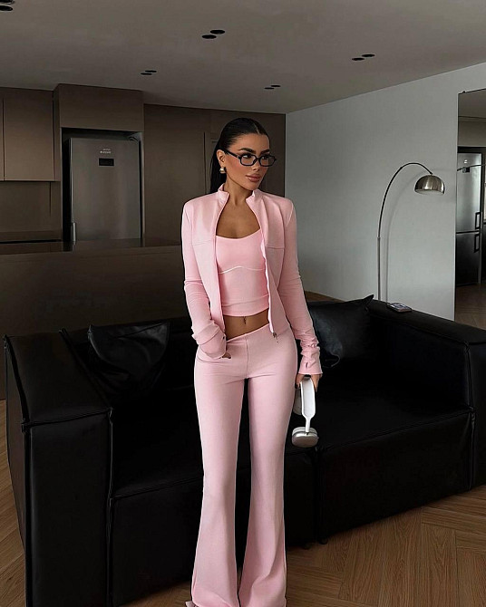 Женский стильный повседневный костюм тройка из микродайвинга Одесса - изображение 1