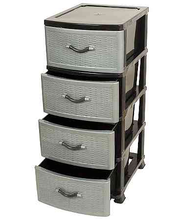 Комод пластиковый Efe Plastics 4 ящика 90х46х38, ротанг, чёрно-серый. Эфе пластик* Одесса