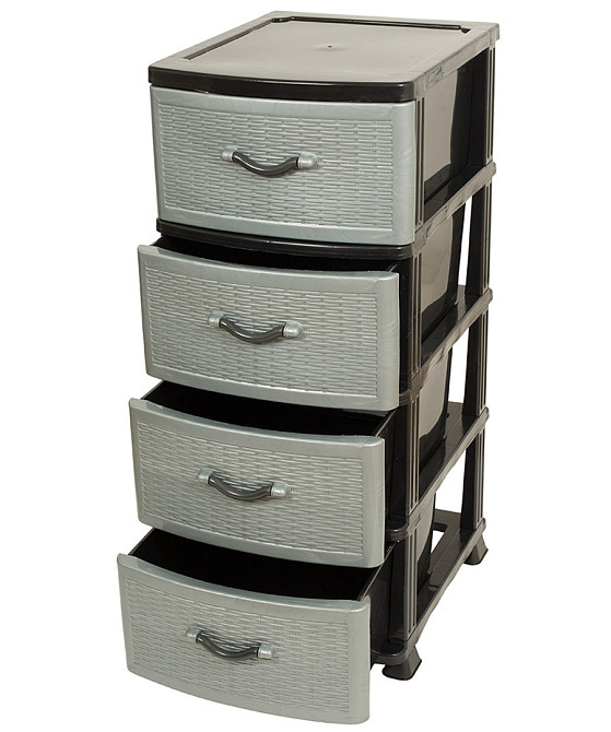 Комод пластиковий Efe Plastics 4 ящики 90х46х38, ротанг, чорно-сірий* Одеса - фото 1