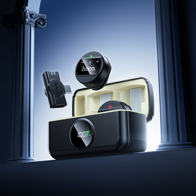 Бездротова мікрофонна система HOCO L22 Bright dual-mic (iP/Type-C) Black Киев - изображение 7