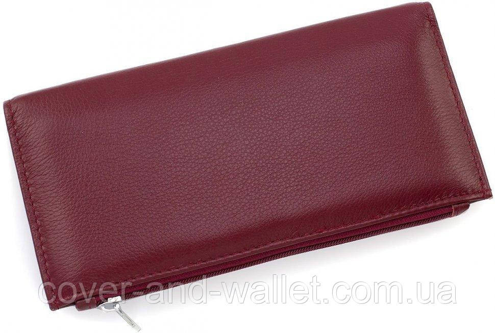 Тонкий жіночий шкіряний гаманець на магнітах та блискавці ST 006 date red Київ - фото 2