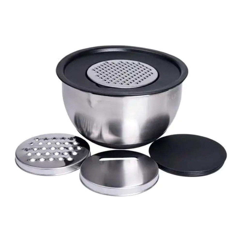 Набор мисок из нержавеющей стали с крышками и терками салатники из нержавейки 3 штуки 2.5 л/2 л/1.5 л LG-02/3PCS Киев - изображение 2