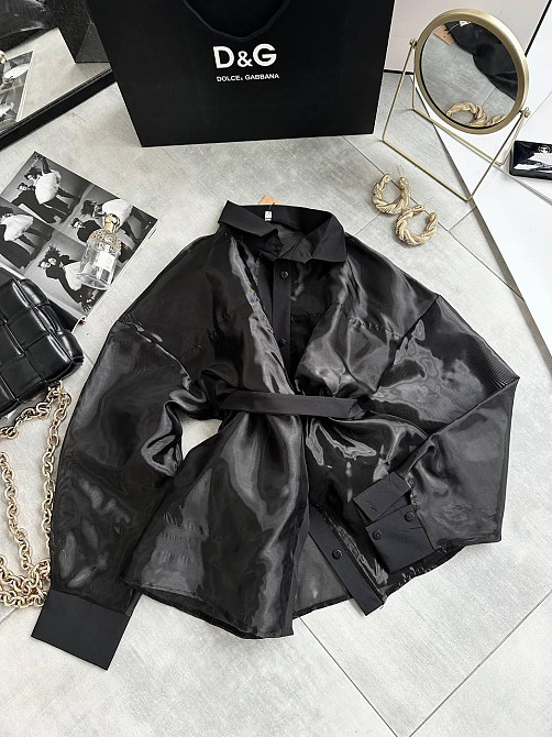 Женская стильная блуза из полупрозрачной органзы Черный Одесса - изображение 5