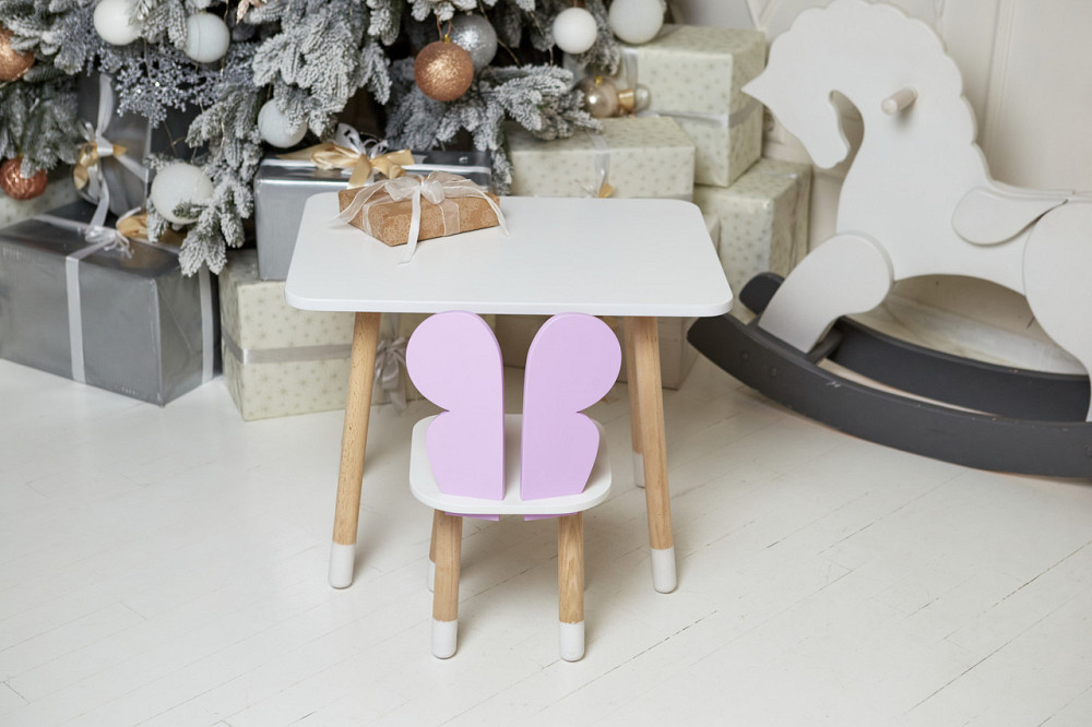 Дитячий стіл 46х60х45 і стілець крильця метелика 26х26х24, столик та стільчик для дівчинки, фіолетовий з білим Київ - фото 9