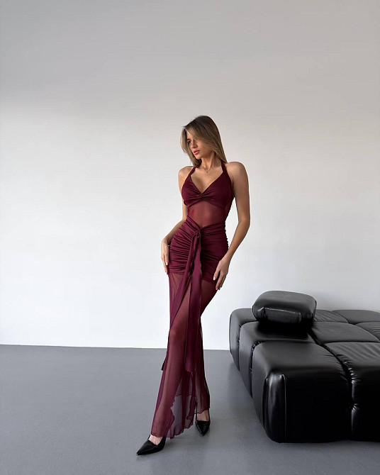 Женское стильное элегантное полупрозрачное платье микродайвинг + сетка Одесса - изображение 3